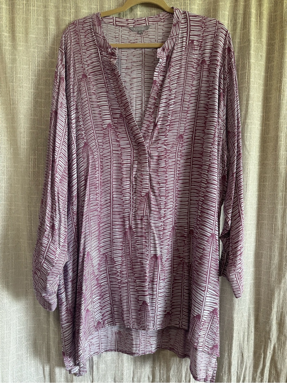 Manaola Mauve-Striped V-Neck Tunic